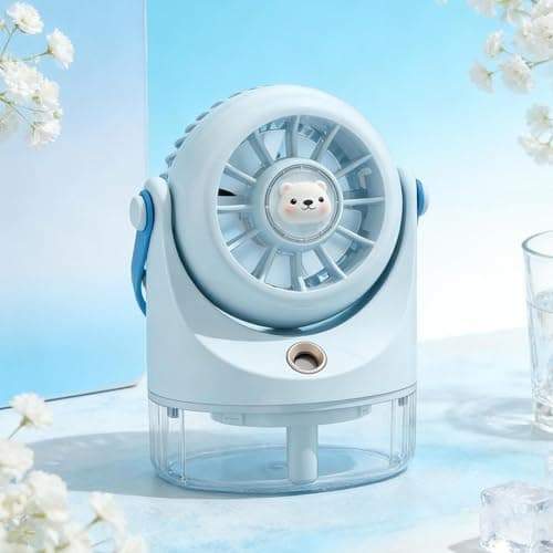 Fan with Mist - 3-Speed Quiet Battery Operated Small - Handheld Fan Portable Mister,for Bedroom Office School Summer Outdoor Travel Camping Hiking Beach Trip Women Kids — view 3