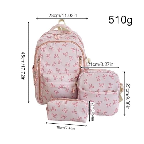 Zeyaoaea Bow Backpack with Lunch Box Large Capacity Cute Bookbag with — view 5