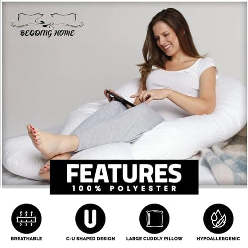 Bedding Home 9ft U Shaped Pregnancy Pillow | Back Support Cuddle Cushion Side Sleeper Pillows for Maternity Support | Full Body Pillow For Pregnant Women — view 3