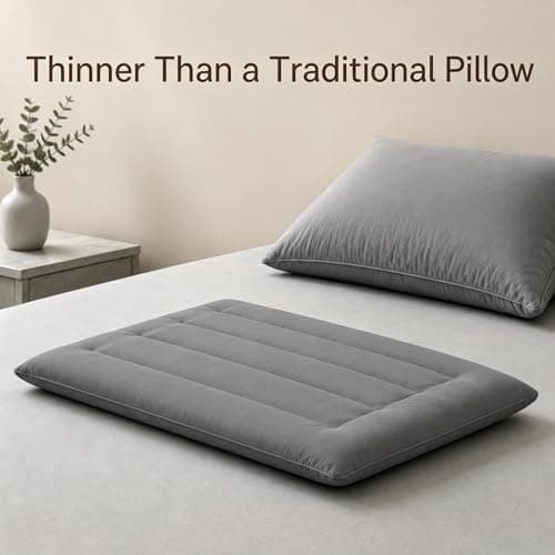 Dovishire Ultra Thin Low Loft Pillow for Sleeping, Flat Slim Bed Pillow for Stomach Sleepers and Back Sleepers, Soft Breathable Neck-Friendly Cushion, 2cm Low Profile Travel Pillow (Gray) — view 6