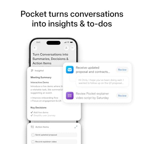 Pocket AI Voice Recorder, Auto Transcription, AI Note Taker, Baby Pink — view 2