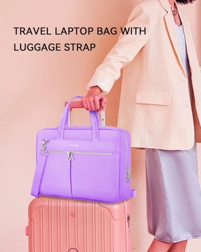 Ferkurn Laptop Bag Case for Women Men Briefcase Messenger Computer Bag with Shoulder Compatible with Macbook Pro/Air, HP Pavilion, XPS, Ideapad, ASUS, Acer, Samsung, Purple, 15 15.6 16 Inch — view 3