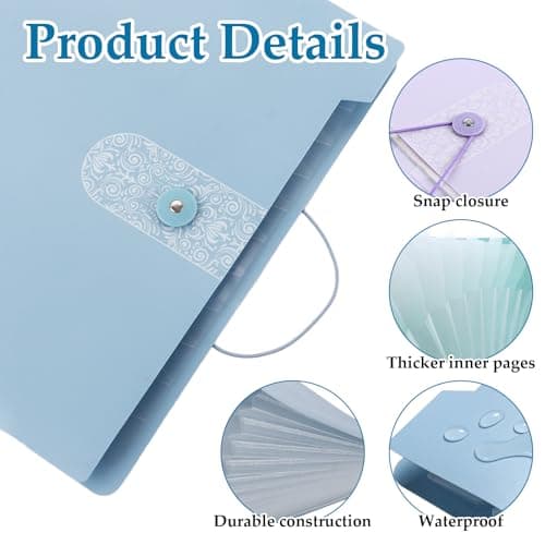 ASelected A4 Expanding File Organiser, 3 Pcs Large Capacity Poly Pockets Document Organiser, 12 Compartment Expandable Document Bag for Office, Business Trip, Home — view 4