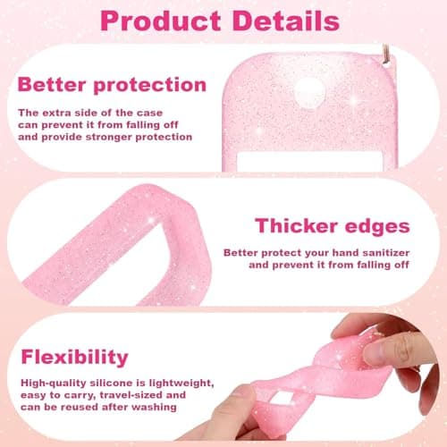 Hotcho 2Pcs Hand Sanitizer Bottle Compatible with Touchland Spray 1Fl Oz/30ml,Silicone Case with Keychain,Suitable for Travel and Portability (Pink and White) — view 3