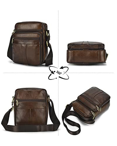 Realmark Men's Leather Shoulder Bags Genuine Leather Cross Body Bag Messenger Business Handbags Small Side Satchel Crossbody Bag — view 5