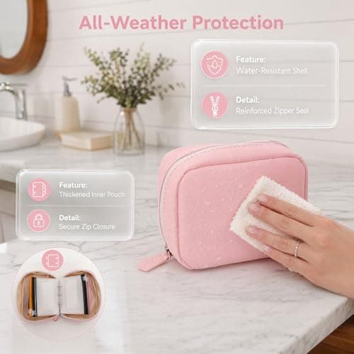 A8 Waterproof Pill Organizer Set,Pill Organiser with 14 Color-Coded Pill Pouch,7-14 Day Zipper Pill Pouches for Travel,Reusable Weekly Medicine Organiser Binder,Portable Dosset Box for Vitamin (Pink) — view 4