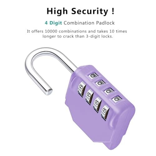 ZHEGE Padlocks with Code, Combination Padlock for Gym Locker (Purple) — view 2