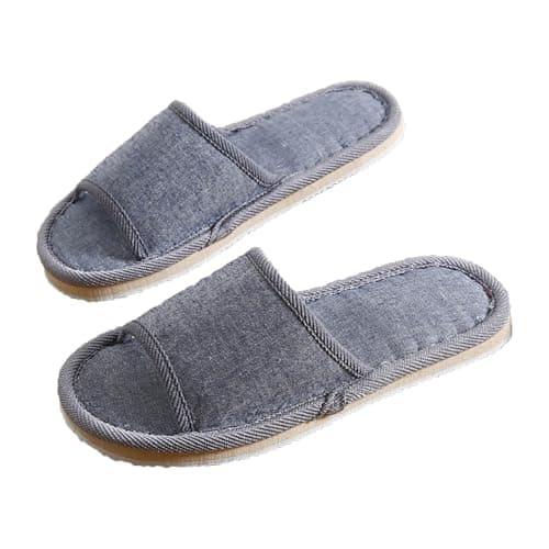 Women's and Men's Unisex Open-Toe Home Slipper, Ladies Indoor Slippers Non-Slip Memory Foam Comfortable Couples Sliders Outdoor Portable Travel Cotton Sandals for Guests Travel Home Hotel Use