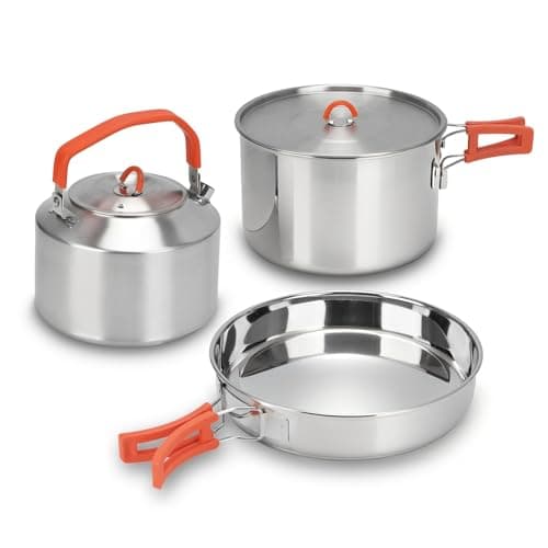 BSDLZCH 304 Stainless Steel Camping Cookware Set 3-6 People