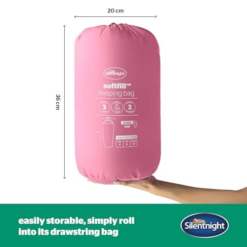 Silentnight Kids Sleeping Bag - Girls Boys 3 Season Mummy Sleeping Bag Ideal for Spring and Summer with Soft Touch Warm Cosy Fabric and Fibres - Machine Washable - 165 x 82cm - Pink — view 5