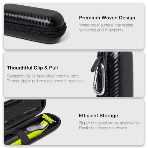 Nincha Travel Case Compatible with Philips Hybrid Electric Trimmer and Shaver, Face + Body Groomer QP2724/90, QP2834/70, QP1924/70, QP6531/70, QP4631/90, Hard Carrying Case, Portable Bag，Black — view 3