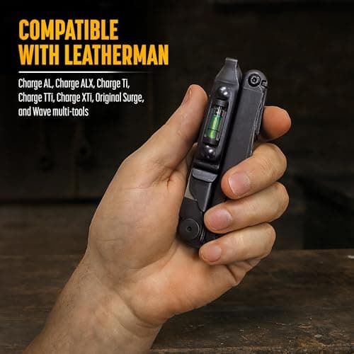 Galvanox Pocket Clip for Leatherman with Built-in Level and Quick Release Lanyard Ring, Fits Charge/Wave/Surge Multitool Models and More, Durable Carbon Steel (Black) — view 2