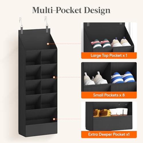 Lifewit 6 Tier Over the Door Shoe Organiser Hanging Rack Holder, Black — view 6