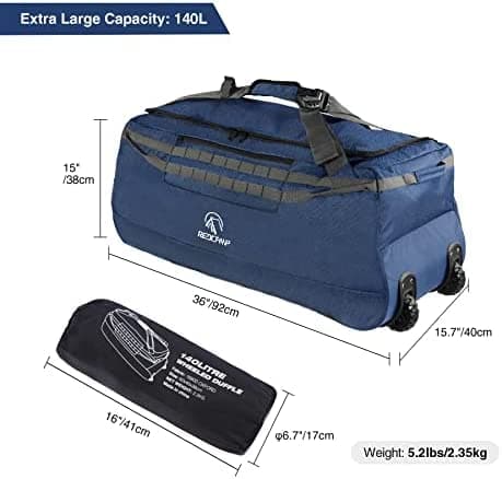 REDCAMP 140L Large Holdall with Wheels, Foldable Wheeled Duffle Bag,Navy — view 2