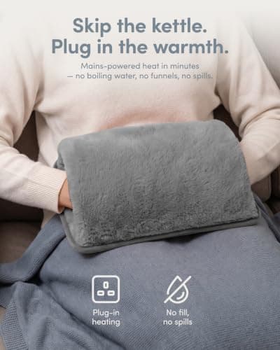 Keplin Rechargeable Electric Hot Water Bottle - Auto-Shut Off, Fast Heating Heat Pad, Back Pain Relief, Rechargeable Hand Warmers & Heating Pad, Small Hot Water Bottle, 1 Year Warranty, Grey — view 2