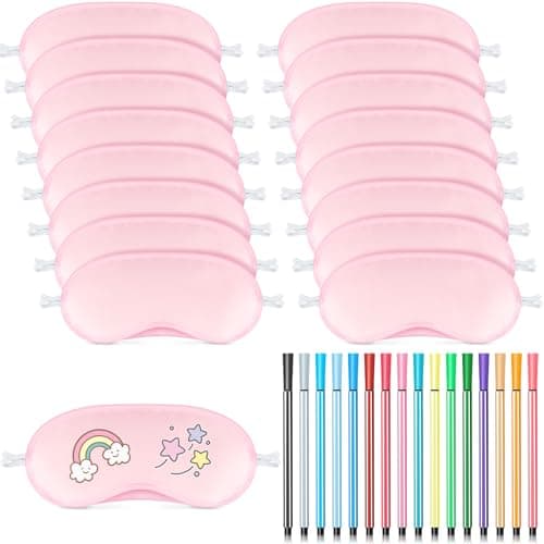 Hicarer 33 Pcs Eye Mask Sleepover Party Supplies for Girls