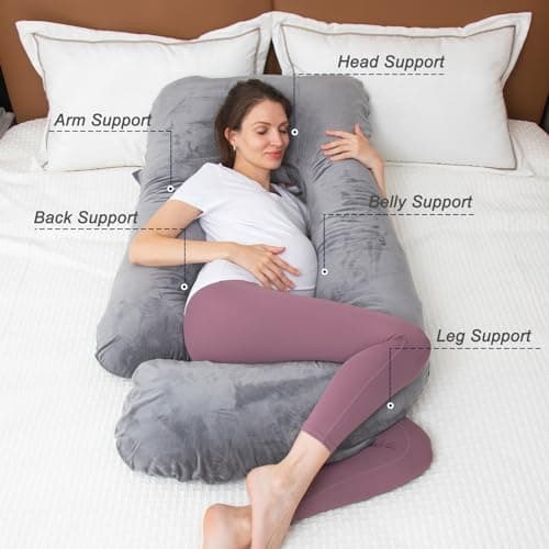 TaiBest U Shaped Full Body Pregnancy Pillow with Removable Cover for Maternity Women,Pregnancy Pillows for Sleeping,Support for Back, Legs, Belly,55 Inch Pregnancy Pillow for Women — view 5