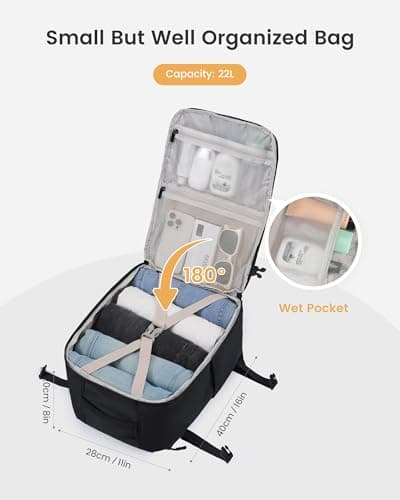 LOVEVOOK Ryanair Cabin Bags 40x30x20 Underseat Travel Backpack — view 3