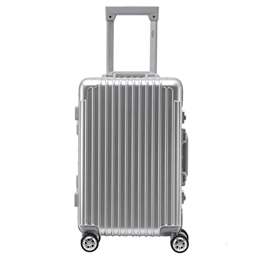 Flight Knight Premium Lightweight Carry On Suitcase - 8 Spinner Wheels - Built-in TSA Lock - Aluminium Frame, ABS Hard Shell Carry on Check in Luggage Highly Durable - Approved for Over 100 Airlines
