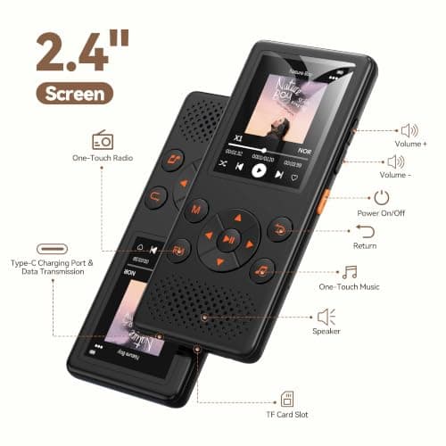 AGPTEK MP3 Player with Bluetooth 5.3 for Seniors, 2.4" Screen Big Font — view 5