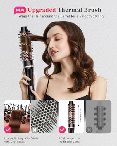 5 in 1 Curling Iron, Hair Curling Wand Set with Thermal Brush and 4 Interchangeable Ceramic Curling Wands (0.35'' -1.25'') Fast Heat Up Dual Voltage Hair Curler for Women All Hair Types and Travel Use — view 6