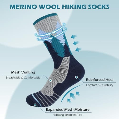 Queenshin Merino Wool Hiking Socks for Women Walking Thermal Thick Warm — view 4