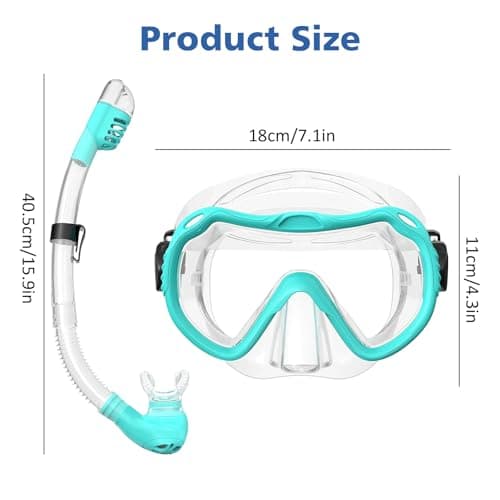 Snorkel Set Adults, Scuba Snorkelling Package with Anti-Fog,180° View Snorkelling Goggle,Dry Snorkel Mask for Adult Swimming Diving (Green) — view 6