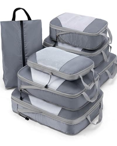 Meowoo 7-Piece Compression Packing Cubes for Luggage, Travel Organisers