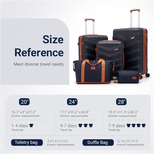 CONCEPTEN Expandable Hardshell Luggage Set 5 Piece, 22x14x9 Airline Approved Carry On, 20/24/28" Suitcase Set with TSA Lock, Spinner Wheels, ABS+PC (Black) — view 5