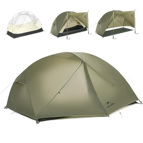 Naturehike Mongar Pro Ultralight Tent 2.21kg/4.87bs,3 Person Backpacking Tent,Waterproof & Quickly Build,4 Modes Of Use,20D Nylon Wind Resistant,Outdoor Hiking Tents with Front Porch(Green)