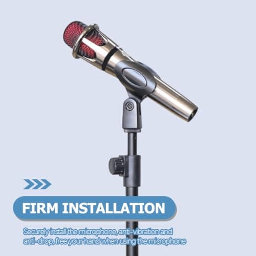FENICAL Microphone Stand Holder with Mic Clip Universal 8pcs Spring Clip Design, Black Plastic and Clamp Secure and Anti-drop Mic Holder Compatible with 3/8 Inch for Indoor Stage Use — view 4