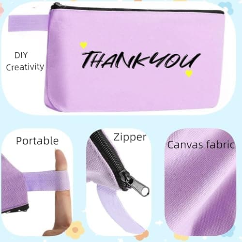Jinavoty 12-Pack Canvas Makeup Bags, Multi-Purpose Pencil Case Zipper Pouch for Craft (Multicolor) — view 3