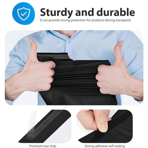 Switory Parcel Bags Postage Bags for Posting Clothes Poly Postal Bags Self Seal Mailing Bag for Clothes Envelopes Postage Bag for Packaging 30.5x39.5cm Shipping Bags, 25Pcs - Black (12X15.5Inch) — view 5