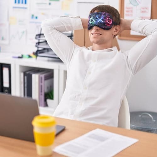 TeTupGa 2 Pack Sleep Mask for Kids Boys, Silk Blackout Eye Mask for Sleeping, with Adjustable Strap Adult Children's Bedtime Eye Cover for Side Sleepers, Travel & Home Use (2Pcs Game-B) — view 2