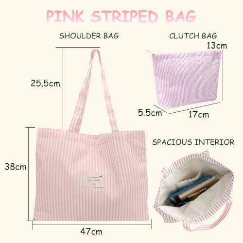 WSXQAZ Large Beach Bag, Summer Beach Tote Bags for Women (Pink) — view 3