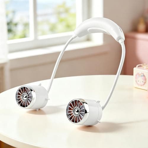 dididudi Portable Neck Fan USB Rechargeable Wearable Fan Lightweight Mini Neck Fan, Low Noise Cooling Fan for Outdoor, Travel, Home, Office, Summer — view 2