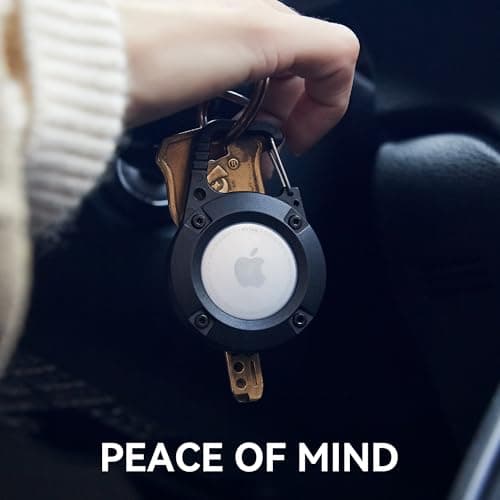Holder for AirTag, 2-Pack Waterproof Keyring with Apple Airtag, Durable Scratch-Resistant Airtag Keychain Secure Holder with Lock Case Protective Cover Accessories for Keys, Luggage, and More-Black — view 5