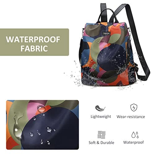 Fmeida Anti Theft Backpack for Women Small Travel Rucksack Water Resistant — view 5