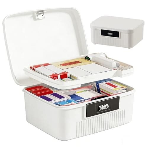 2 Layer Lockable Medicine Storage Box, 9LMedicine Box with Combination Lock