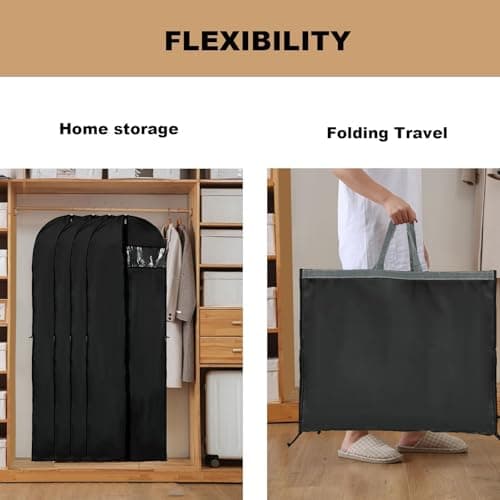 Dress Bags Covers Long, Clothes Covers, Lightweight Eco Friendly Long Dress Bags Covers with Zip Waterproof Breathable Garment Storage Bags for Storage and Travel(Black) — view 5