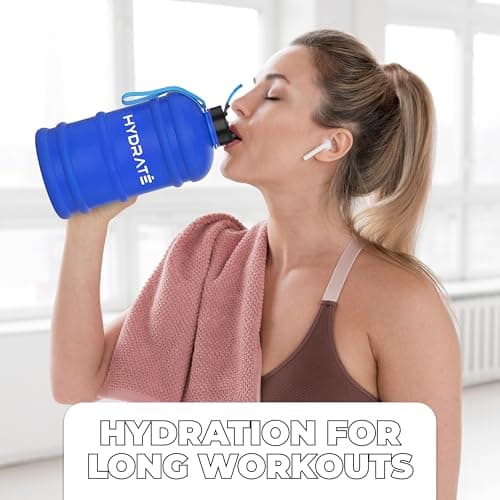 HYDRATE XL Jug 2.2L Water Bottle - Big Water Bottle with Integrated Handle and Nylon Strap - BPA-Free, Leak Proof Pop Cap Sports Bottle for Gym, Travel and Daily Hydration - Frosted Blue — view 4