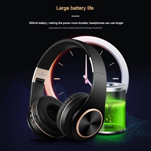 Pxcewdcx Rechargeable Headphones with,Noise Cancelling Stereo Headset | Foldable Headset with for Travel, Portable Headphones with 300mA Battery — view 4