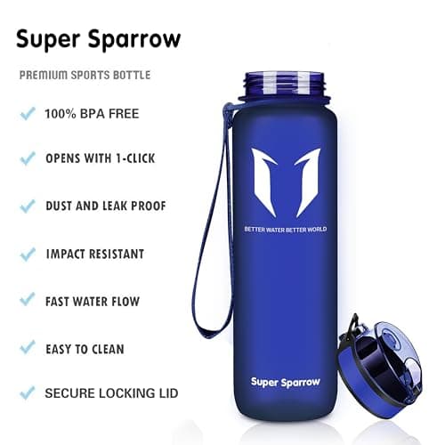 Super Sparrow Sports Water Bottle - 750ml - Non-Toxic BPA Free & Eco-Friendly Tritan Co-Polyester Plastic - For Running, Gym, Yoga, Outdoors and Camping — view 2