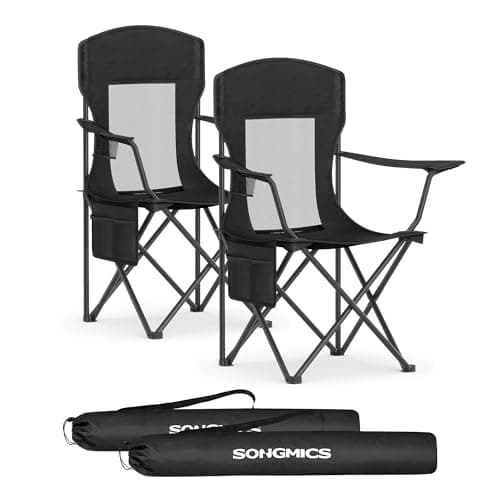 SONGMICS Camping Chairs Set of 2, High Backrest, Weight Capacity 150 kg
