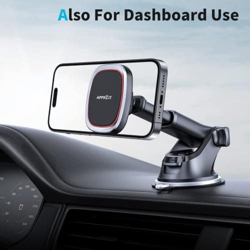 APPS2Car Magnetic Phone Car Mount - Strong 6 Magnet Holder, Flexible Adjustable Dashboard Mount for iPhone & More — view 6