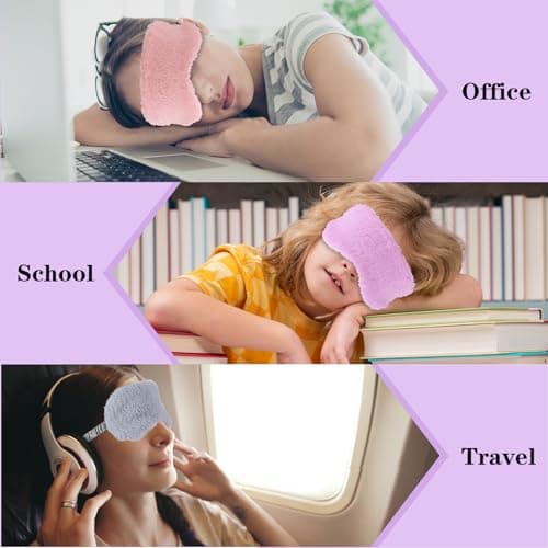 6 Pcs Plush Eye Mask for Sleeping Soft Fluffy Furry Satin Eye Mask Comfortable Eyemask Sleep Faux Fur Eye Cover Satin Nap Night Eyeshade Cover for Women Men Gift (6 Colors) — view 2