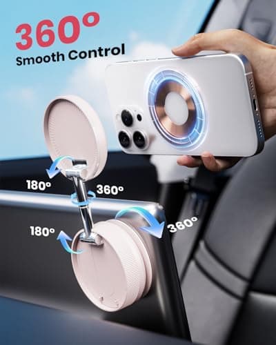 MiiKARE Upgraded Magnetic Phone Holder 360° Rotating Vacuum Magnetic Car Phone Holder for Mag-safe, Adjustable&Foldable Cars Phone Mount for Automobile/Gym/Mirror/Shower for i-Phone&Android, Pink — view 2