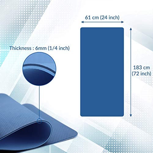 ComFyMat Yoga Mat – Non-Slip Gym Mat, Workout Mat for Pilates, Meditation, Women, Men, Fitness Exercise Mat, 183cmx61cmx6mm (Navy/Blue) — view 4