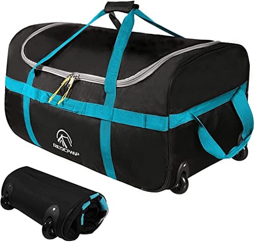 REDCAMP 85L Holdall with Wheels, Foldable Wheeled Duffle Travel Bag,Black