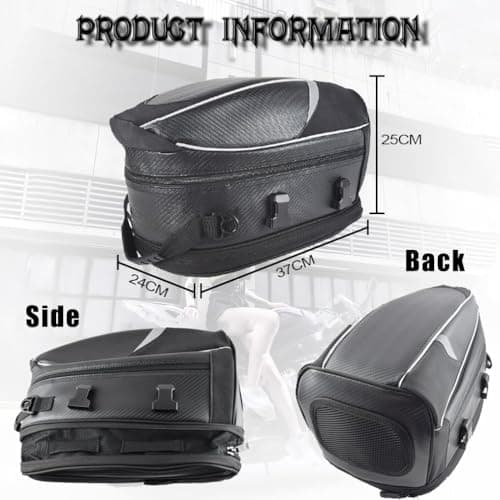 DIALFA Motorcycle Tail Bag for Triumph Trident 660 2021-2024, Moto Tail Bag Waterproof Expandable Motorcycle Panniers Box Motorbike Saddlebag Travel Luggage Accessories,A Red — view 4